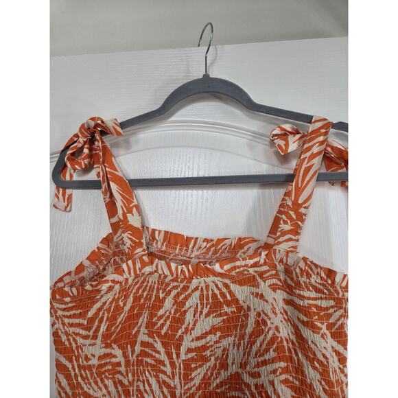 Sincerely Jules Orange Palm Leaf Tiered Cutout Ties Maxi Sundress, Women's Large - Picture 11 of 14